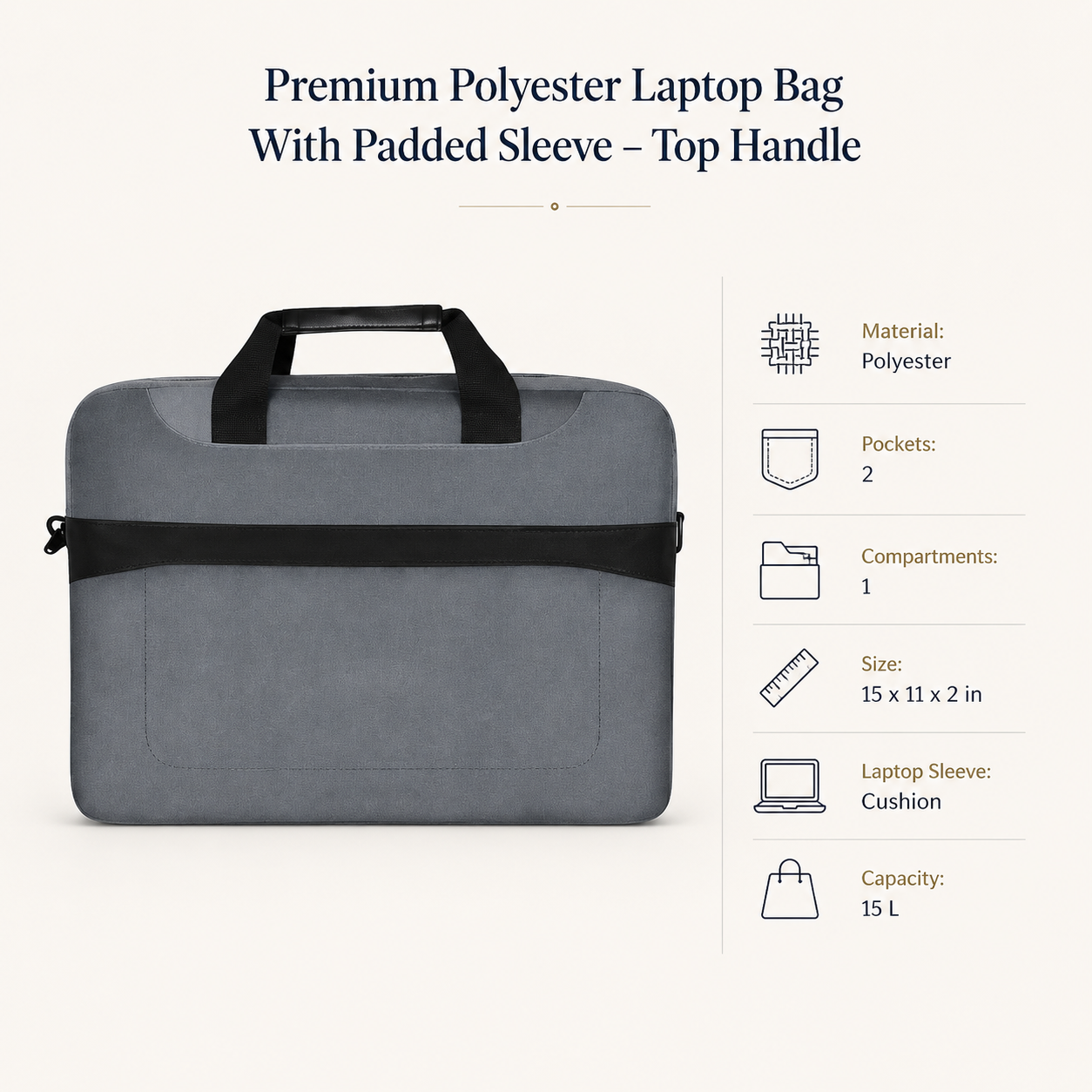 Black Hard-Handle Laptop Office Bag view 1