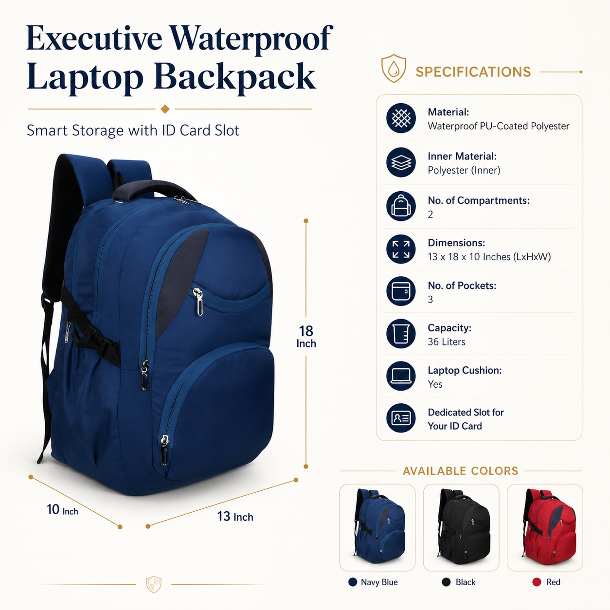 Anti-Theft Laptop Backpack With Organizer view 4