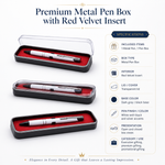 Premium Metal Pen Box with Red Velvet Insert view 3