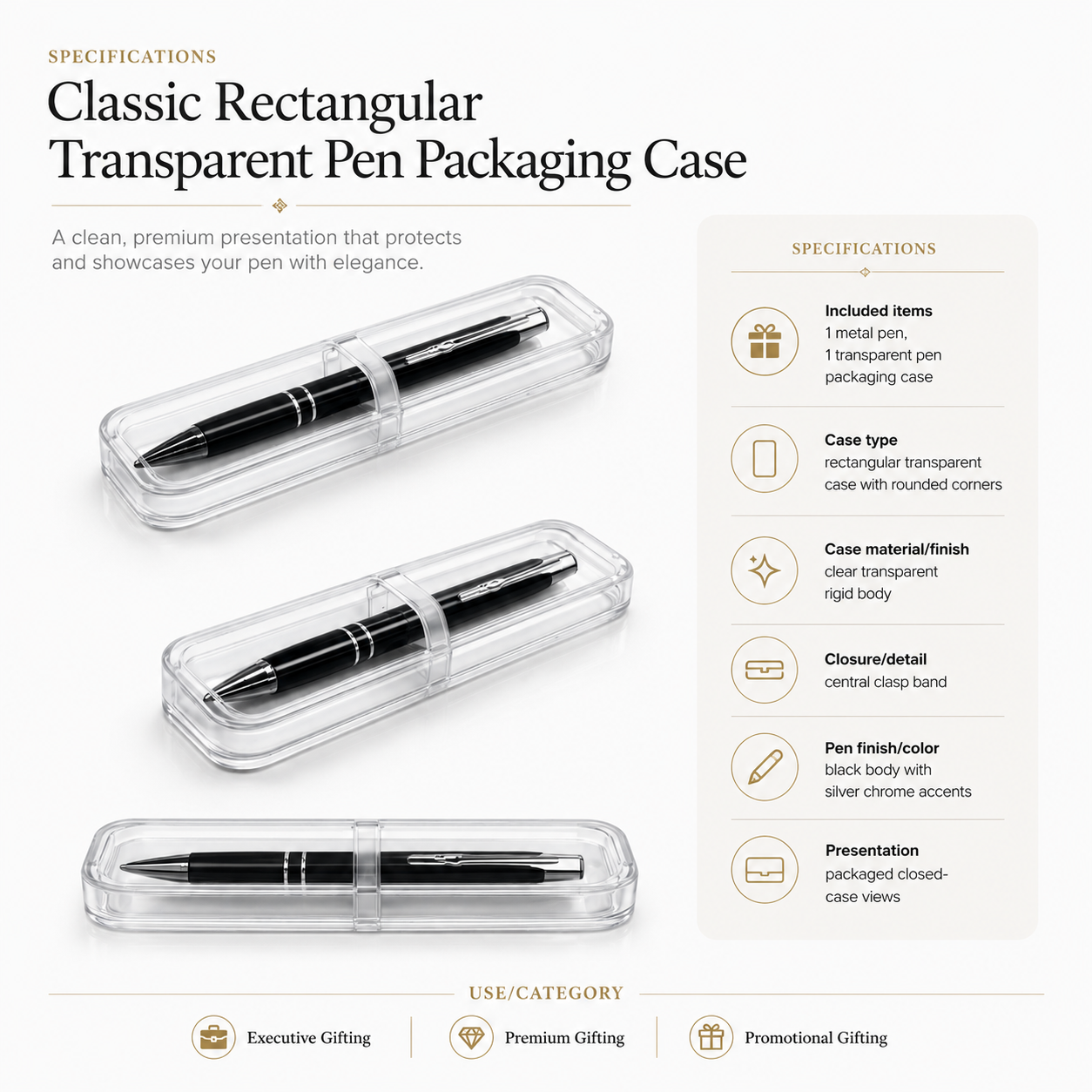 Classic Rectangular Transparent Pen Packaging Case view 4