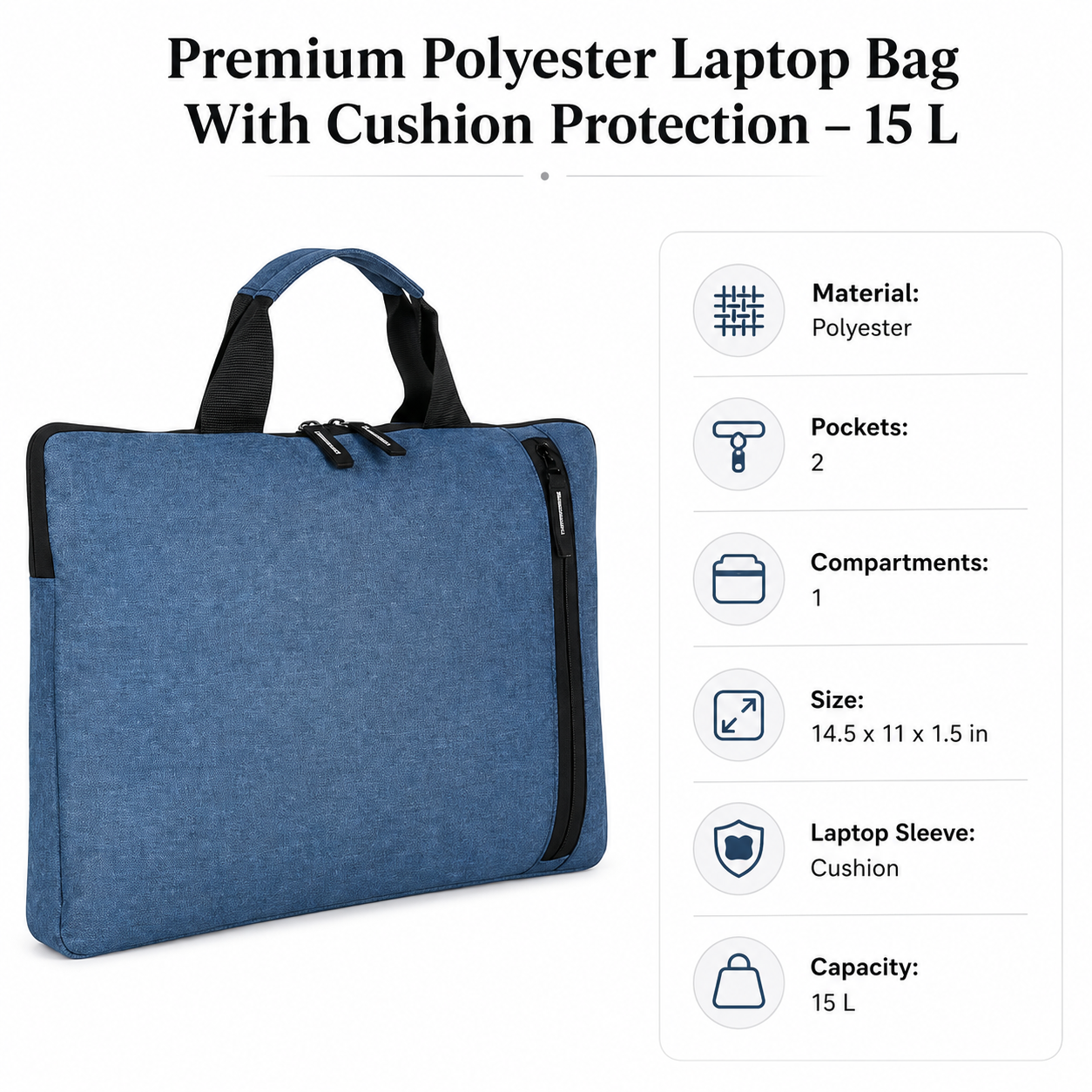 Grey Slim Laptop Sleeve Bag view 4