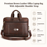 Brown Vegan Leather Laptop Messenger Bag view 1