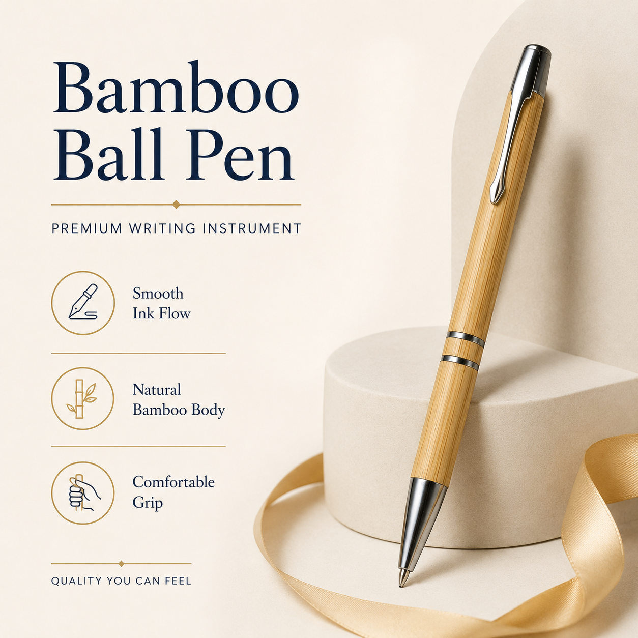 Round Bamboo Keychain & Bamboo Pen Gift Set view 3