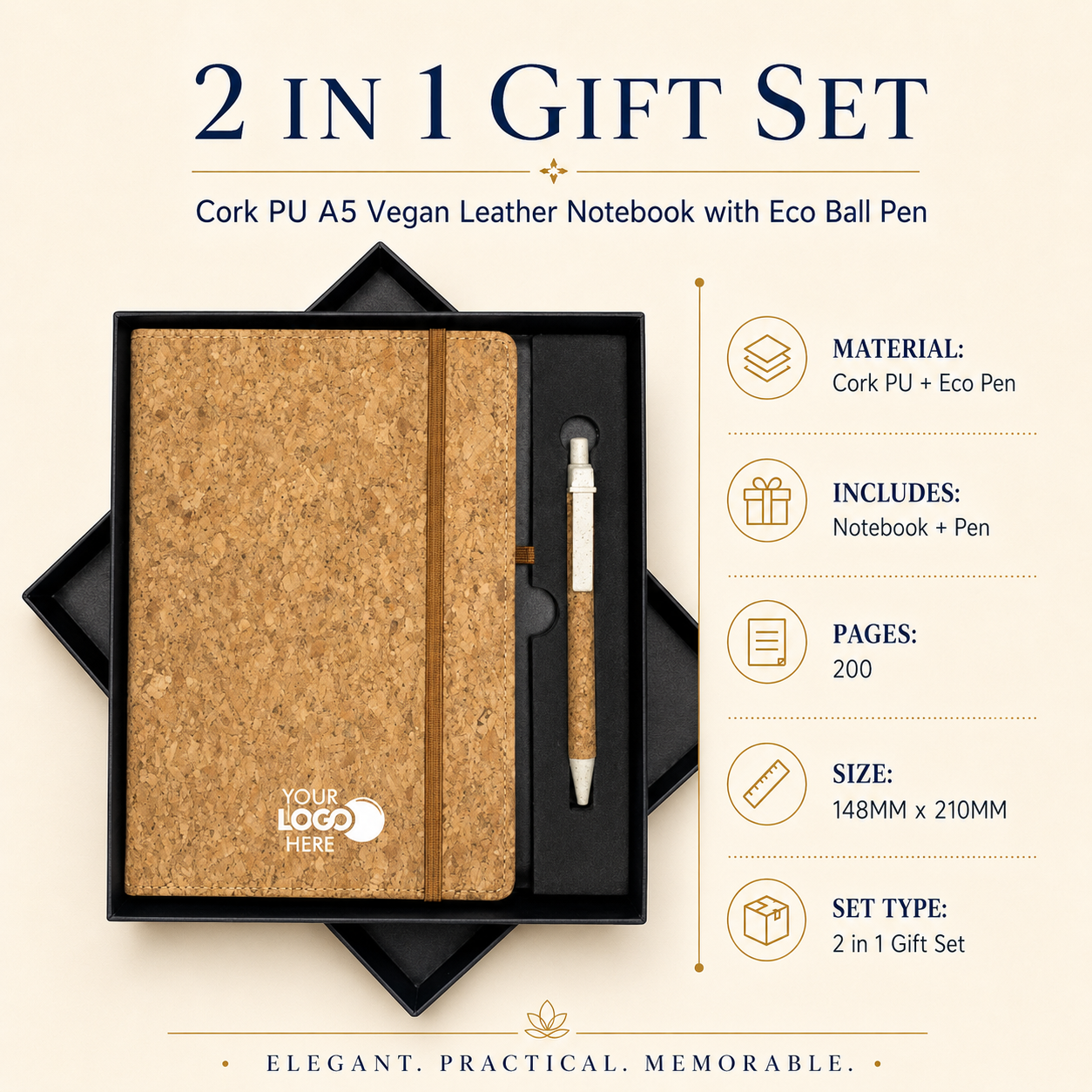 Cork A5 Notebook & Eco Pen Gift Set view 3