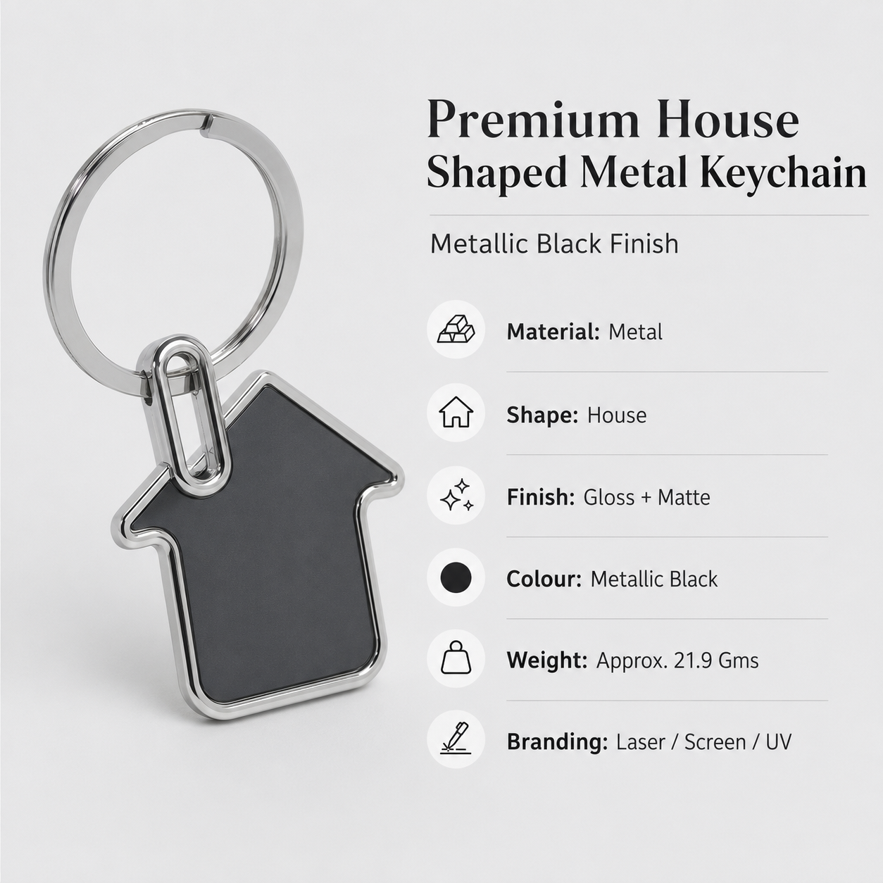 Premium House Shaped Metal Keychain view 2