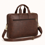 Brown Vegan Leather Laptop Messenger Bag view 4