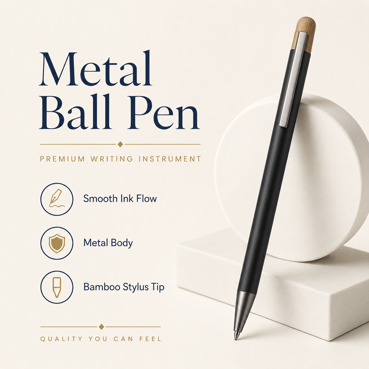 Circular Bamboo Keychain & Stylus Pen Gift Set view 4