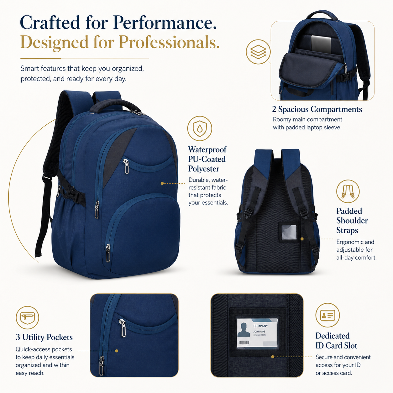 Anti-Theft Laptop Backpack With Organizer view 2