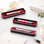 Premium Metal Pen Box with Red Velvet Insert view 1