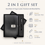 Classic A5 Vegan Leather Notebook & Metal Pen Gift Set view 4