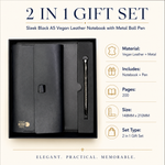 Premium A5 Vegan Leather Notebook & Textured Metal Pen Gift Set view 3