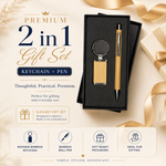 Rectangular Bamboo Keychain & Bamboo Pen Gift Set view 1