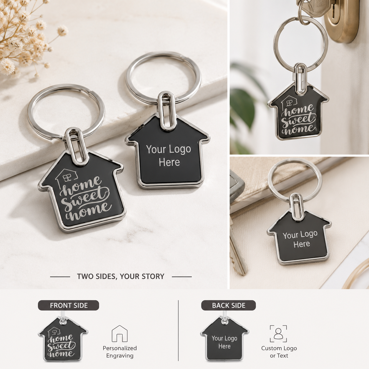 Premium House Shaped Metal Keychain view 4