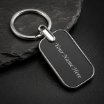 Premium Rounded Edge Rectangular Stainless Steel Keychain view 1