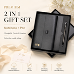 Premium A5 Vegan Leather Notebook & Textured Metal Pen Gift Set view 1