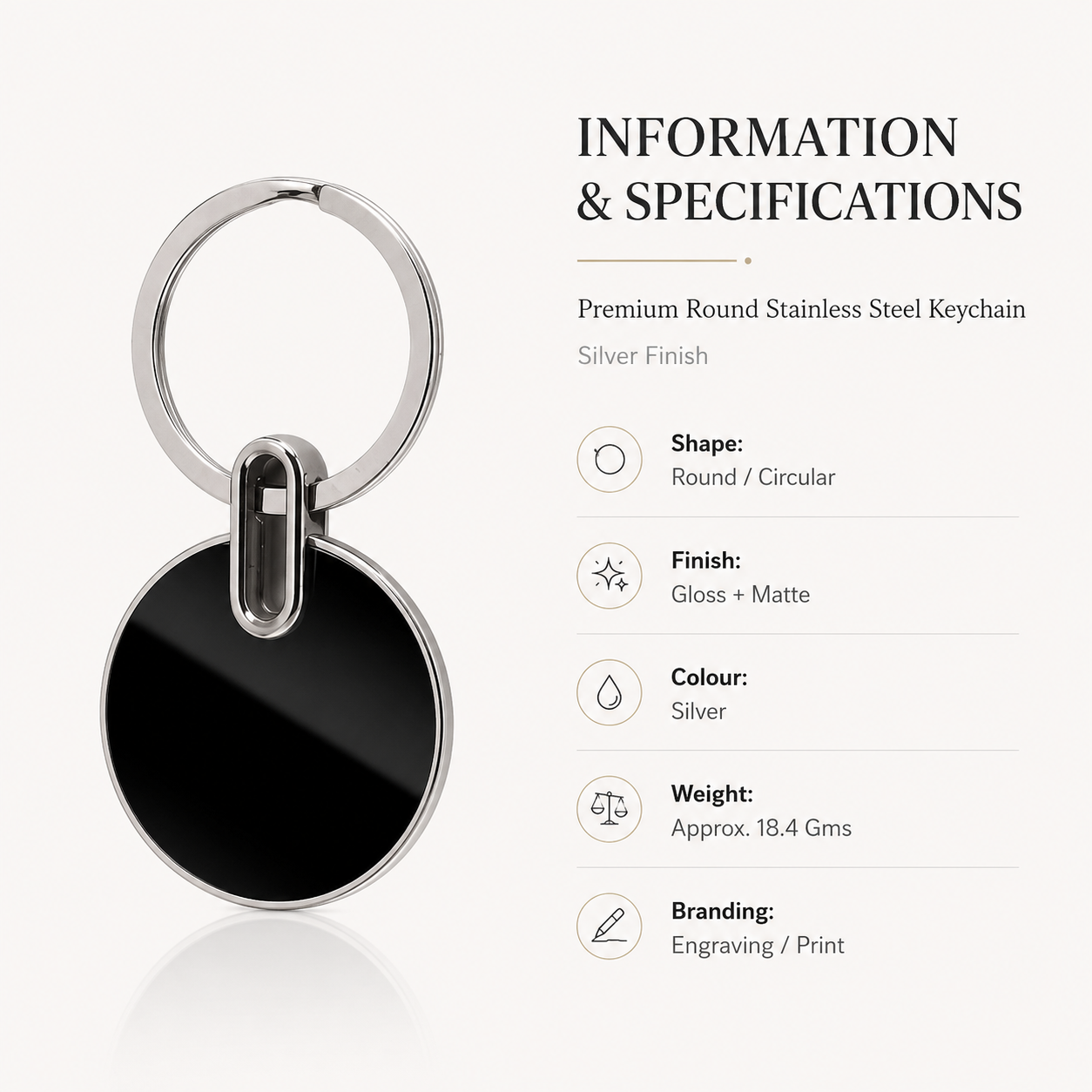 Premium Round Stainless Steel Keychain view 4