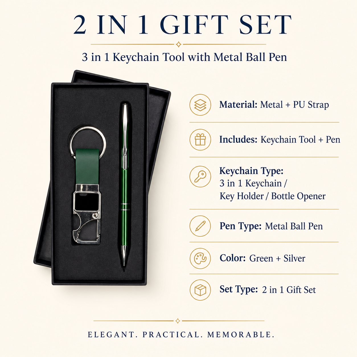 3-in-1 Keychain Tool & Metal Pen Gift Set view 2