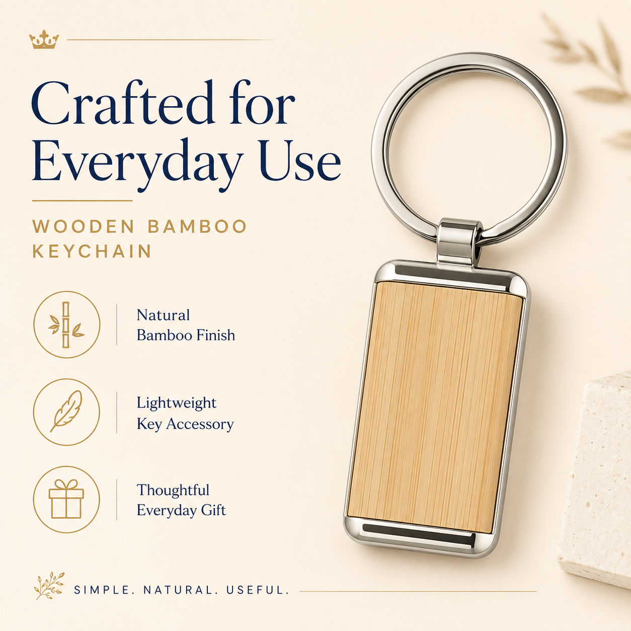 Rectangular Bamboo Keychain & Bamboo Pen Gift Set view 2