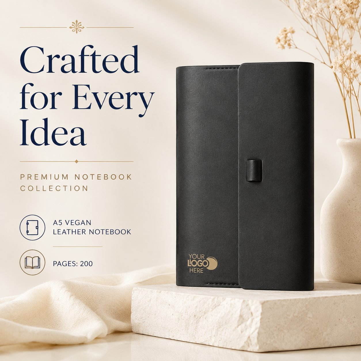 Premium A5 Vegan Leather Notebook & Textured Metal Pen Gift Set view 4