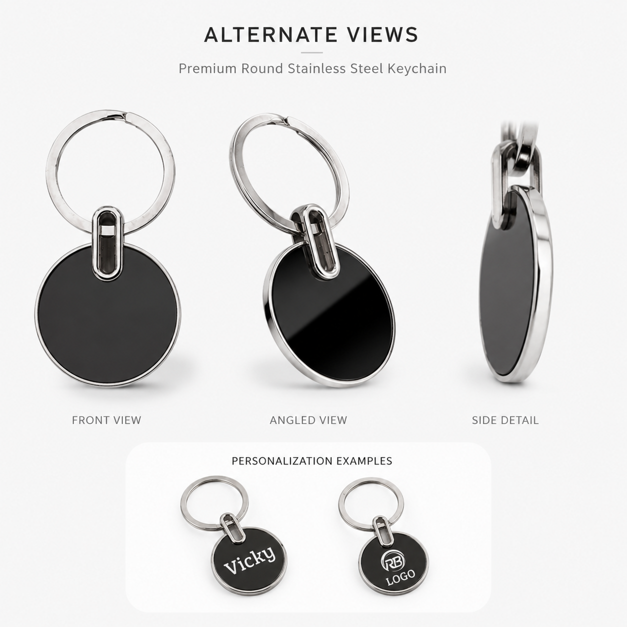 Premium Round Stainless Steel Keychain view 2