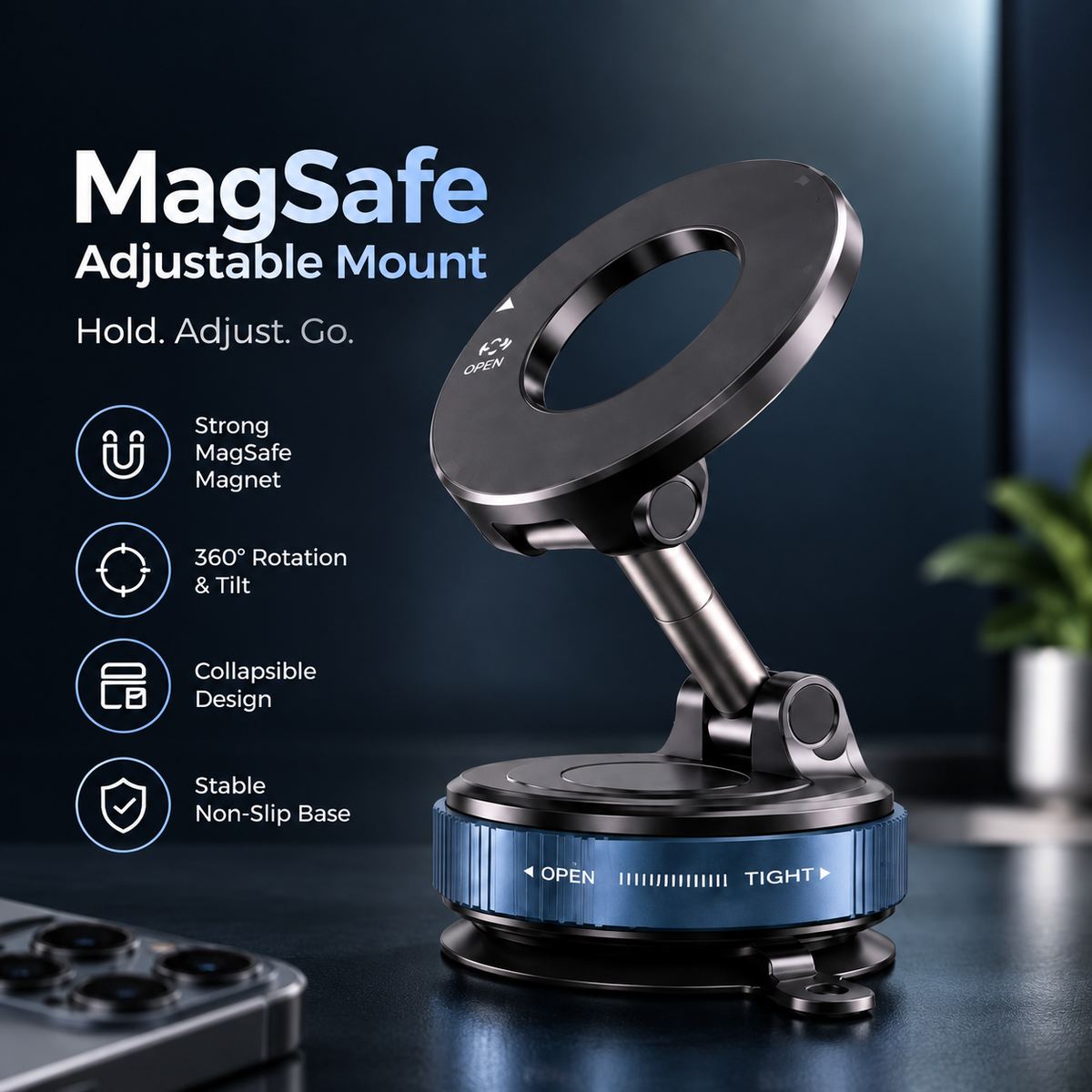 MegaSafe Adjustable Mount front view