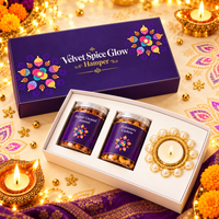 Velvet Spice Glow Hamper purple gift box with the open tray