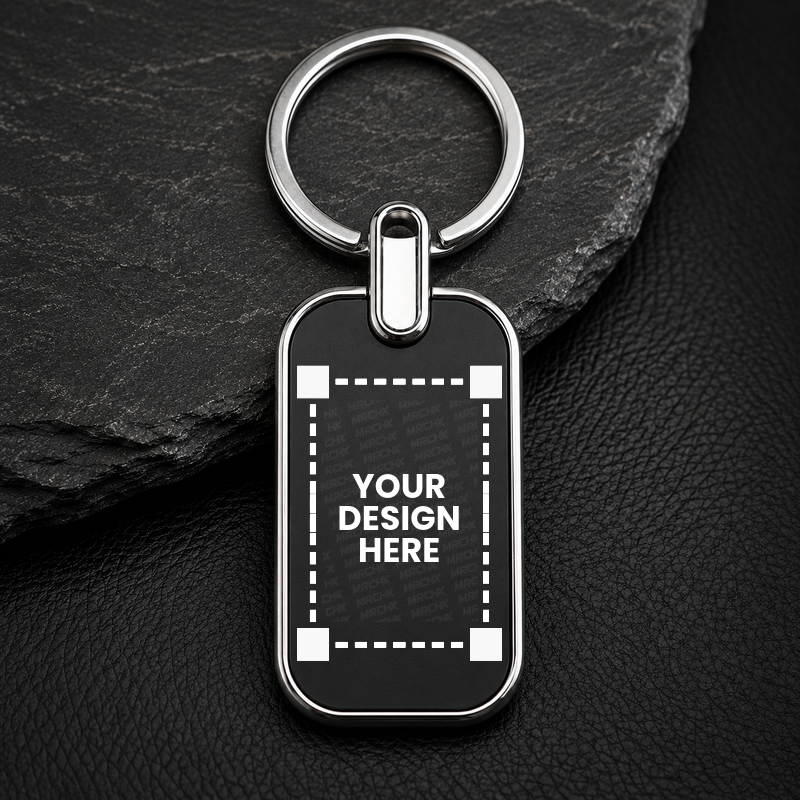 Premium Rounded Edge Rectangular Stainless Steel Keychain