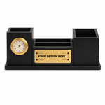 Desk Organizer with Clock & Dual Pen Holders